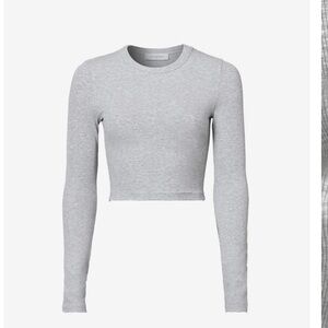 The Luxe Rib Long Sleeve Crop - Mid Grey M